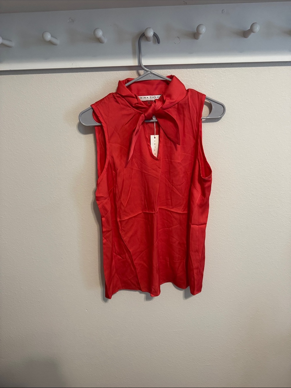 Trina Turk Red Sleeveless Tie-Neck Camisole